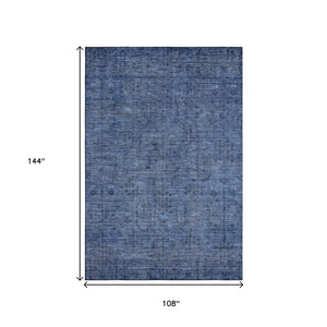 HomeRoots 9' X 12' Navy Blue and Gray Southwestern Washable Area Rug - Stain Resistant & UV Protected Elegance 665426