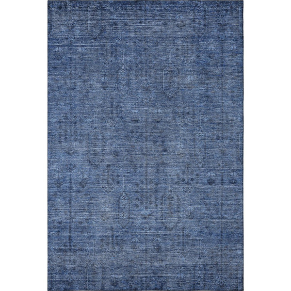 HomeRoots 9' X 12' Navy Blue and Gray Southwestern Washable Area Rug - Stain Resistant & UV Protected Elegance 665426