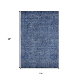 HomeRoots 10' X 14' Navy Blue & Gray Southwestern Washable Area Rug – UV Protected, Stain-Resistant & Stylish! 665427