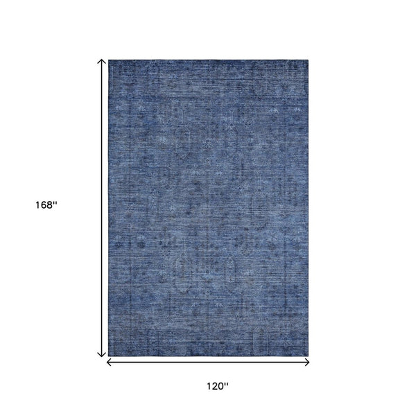 HomeRoots 10' X 14' Navy Blue & Gray Southwestern Washable Area Rug – UV Protected, Stain-Resistant & Stylish! 665427