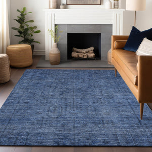 HomeRoots 10' X 14' Navy Blue & Gray Southwestern Washable Area Rug – UV Protected, Stain-Resistant & Stylish! 665427