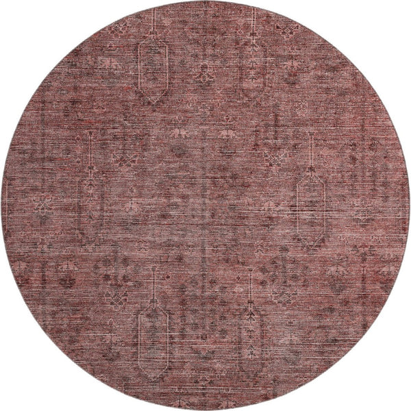 HomeRoots 8' Southwestern-Inspired Round Rug in Rust & Gray - Washable, UV-Protected, Durable & Stylish Decor! 665430