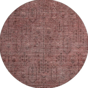 HomeRoots 8' Southwestern-Inspired Round Rug in Rust & Gray - Washable, UV-Protected, Durable & Stylish Decor! 665430
