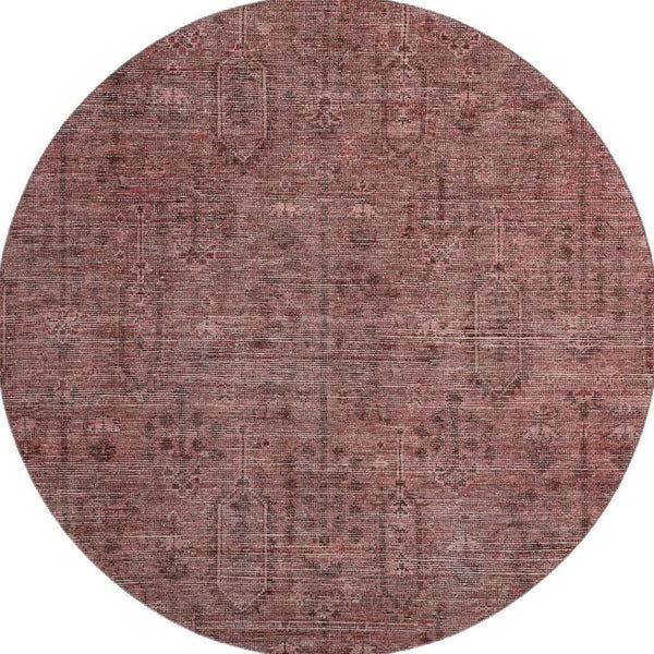 HomeRoots 8' Southwestern-Inspired Round Rug in Rust & Gray - Washable, UV-Protected, Durable & Stylish Decor! 665430