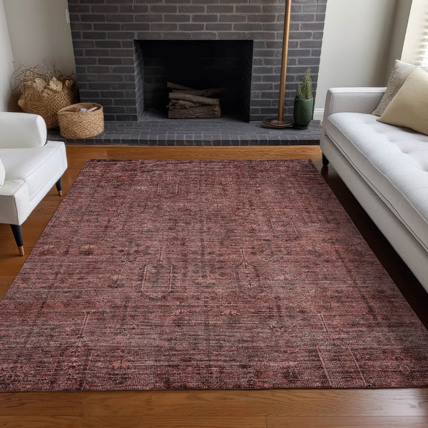 HomeRoots 10' Southwestern Area Rug in Rust & Gray - Washable, UV Protected, Perfect for Homes with Kids & Pets 665433