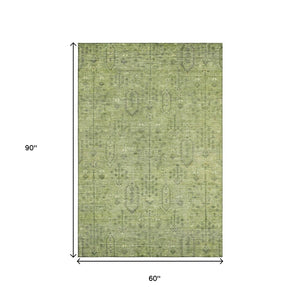 HomeRoots 5' X 8' Sage and Green Southwestern Area Rug – Washable, UV-Protected, Stylish for Modern Homes 665435