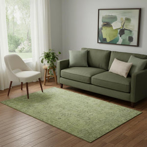 HomeRoots 5' X 8' Sage and Green Southwestern Area Rug – Washable, UV-Protected, Stylish for Modern Homes 665435