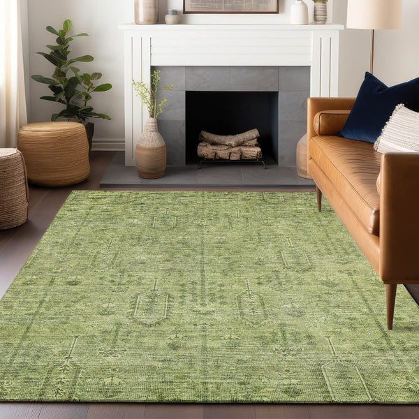 HomeRoots 5' X 8' Sage and Green Southwestern Area Rug – Washable, UV-Protected, Stylish for Modern Homes 665435