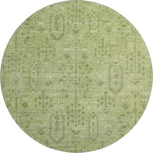 HomeRoots 8' Sage and Green Southwestern Washable Round Rug - Durable, UV-Protected, and Stain-Resistant Design 665436