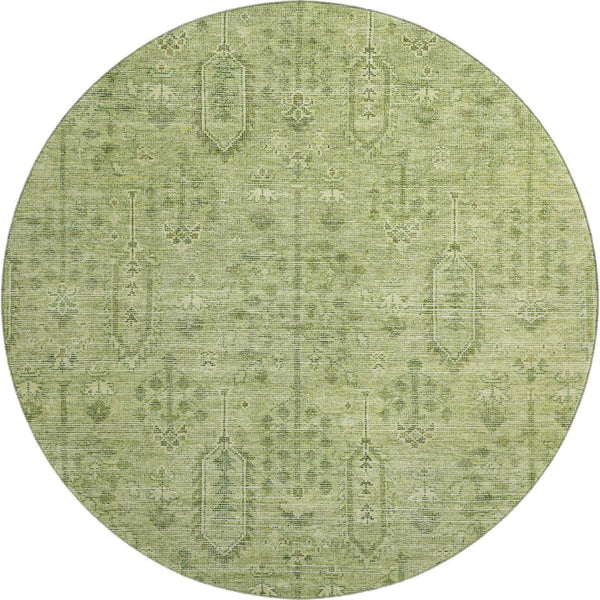 HomeRoots 8' Sage and Green Southwestern Washable Round Rug - Durable, UV-Protected, and Stain-Resistant Design 665436