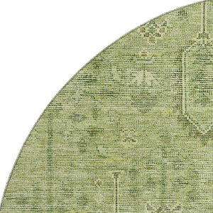 HomeRoots 8' Sage and Green Southwestern Washable Round Rug - Durable, UV-Protected, and Stain-Resistant Design 665436