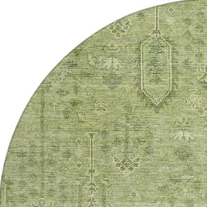 HomeRoots 8' Sage and Green Southwestern Washable Round Rug - Durable, UV-Protected, and Stain-Resistant Design 665436