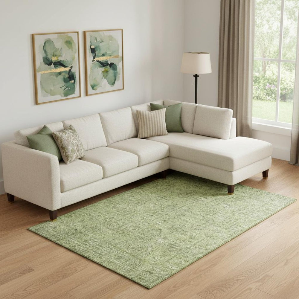 HomeRoots 8' X 10' Sage and Green Southwestern Washable Area Rug - Durable, UV-Protected, Ideal for Busy Homes! 665437