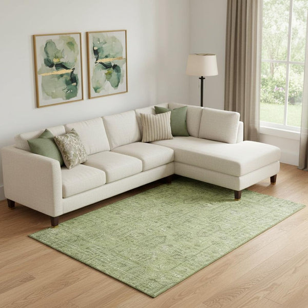 HomeRoots 8' X 10' Sage and Green Southwestern Washable Area Rug - Durable, UV-Protected, Ideal for Busy Homes! 665437