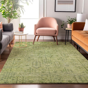 HomeRoots 8' X 10' Sage and Green Southwestern Washable Area Rug - Durable, UV-Protected, Ideal for Busy Homes! 665437