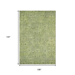 HomeRoots 9' X 12' Sage Green Southwestern Area Rug - Washable, UV Protected, Stylish & Stain Resistant Design 665438