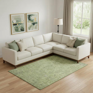 HomeRoots 9' X 12' Sage Green Southwestern Area Rug - Washable, UV Protected, Stylish & Stain Resistant Design 665438