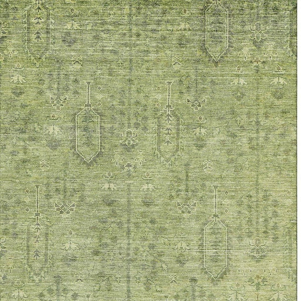 HomeRoots 9' X 12' Sage Green Southwestern Area Rug - Washable, UV Protected, Stylish & Stain Resistant Design 665438