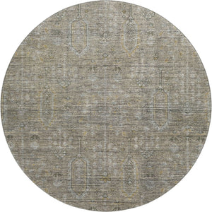 HomeRoots 8' Southwestern Round Rug in Taupe Gray & Beige - Washable, UV Protected, Durable & Stylish Decor 665442