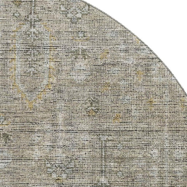 HomeRoots 8' Southwestern Round Rug in Taupe Gray & Beige - Washable, UV Protected, Durable & Stylish Decor 665442