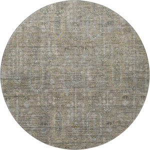 HomeRoots 8' Southwestern Round Rug in Taupe Gray & Beige - Washable, UV Protected, Durable & Stylish Decor 665442