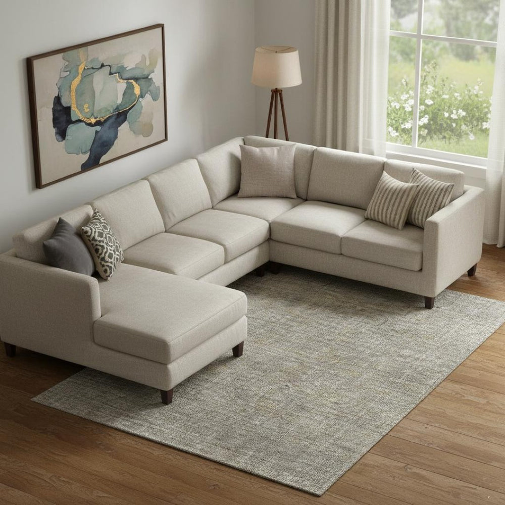 HomeRoots 8' X 10' Southwestern-Inspired Washable Area Rug in Taupe Gray & Beige with UV Protection & Durability 665443