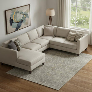 HomeRoots 8' X 10' Southwestern-Inspired Washable Area Rug in Taupe Gray & Beige with UV Protection & Durability 665443