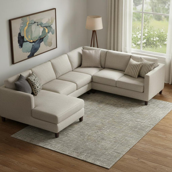 HomeRoots 8' X 10' Southwestern-Inspired Washable Area Rug in Taupe Gray & Beige with UV Protection & Durability 665443