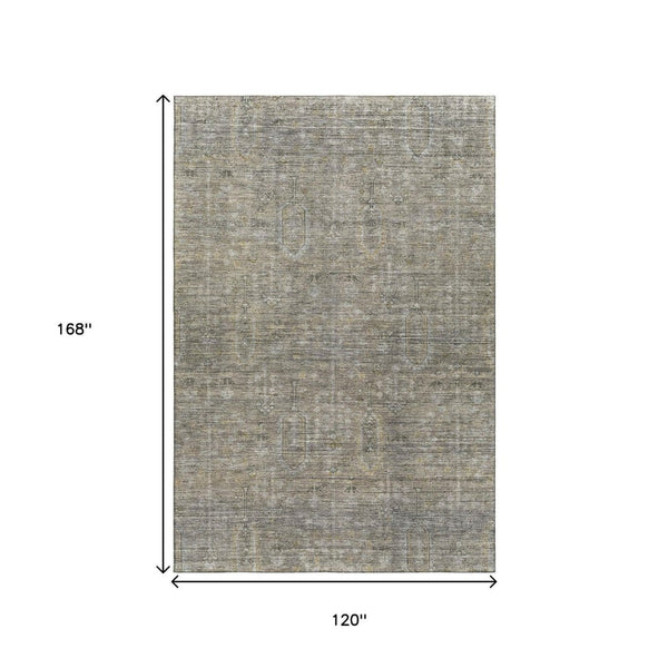 HomeRoots 10' X 14' Taupe Gray Beige Southwestern Area Rug - Durable, Stain Resistant with UV Protection! 665445