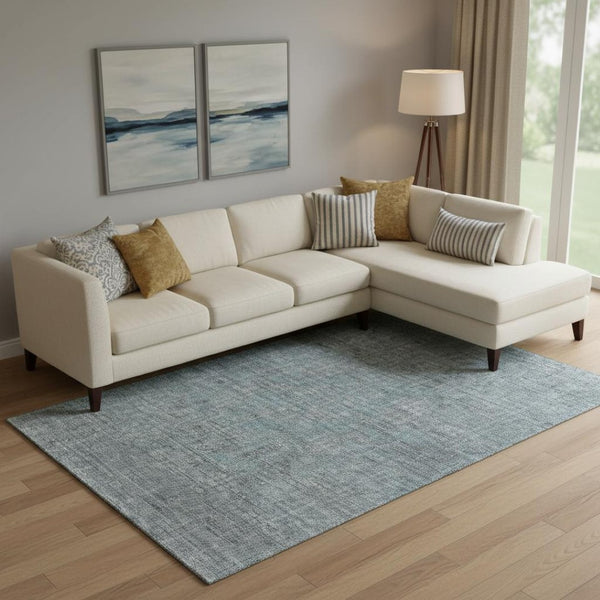 HomeRoots 8' X 10' Southwestern Teal & Gray Washable Area Rug with UV Protection - Durable & Stylish Accent! 665449