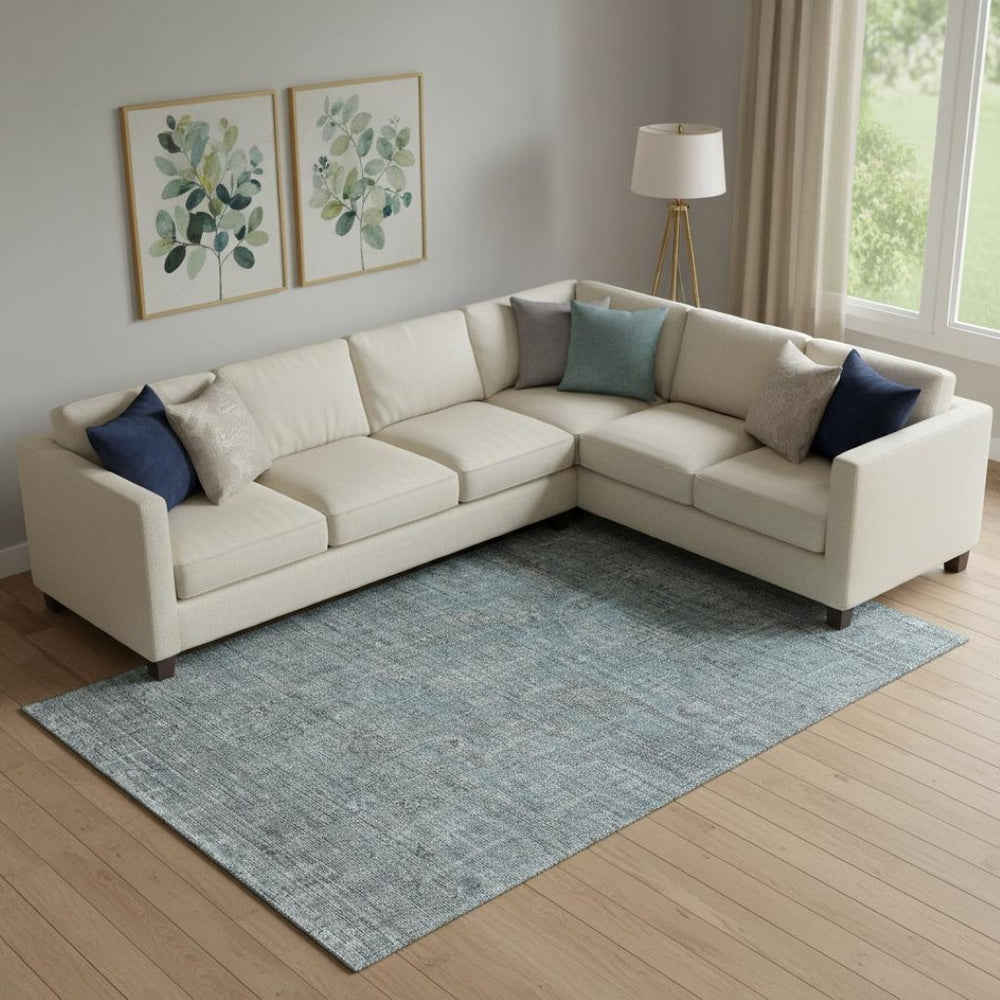 HomeRoots 9' X 12' Teal & Gray Southwestern Washable Area Rug - Stain Resistant, UV Protected, Durable Design 665450
