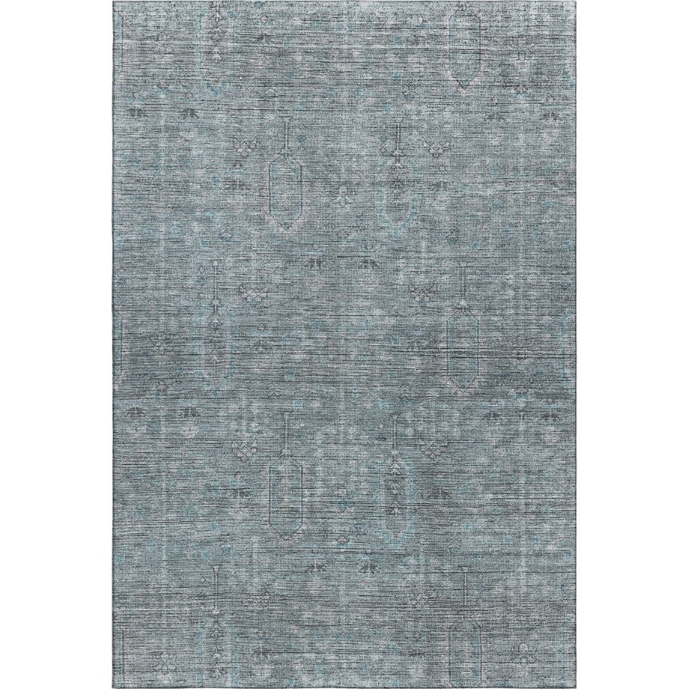 HomeRoots 9' X 12' Teal & Gray Southwestern Washable Area Rug - Stain Resistant, UV Protected, Durable Design 665450
