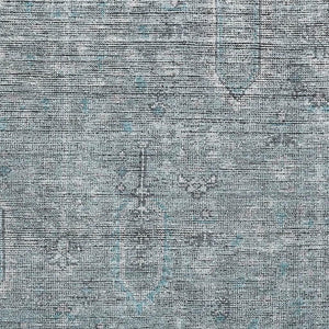 HomeRoots 9' X 12' Teal & Gray Southwestern Washable Area Rug - Stain Resistant, UV Protected, Durable Design 665450