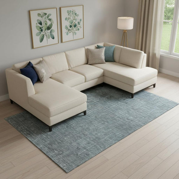 HomeRoots 10' X 14' Teal and Gray Southwestern Area Rug - Washable, UV Protected, and Stain Resistant Design! 665451