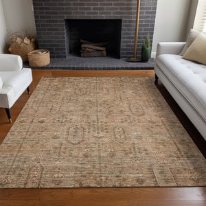 HomeRoots 5' X 8' Southwestern Terra Cotta & Copper Washable Area Rug - UV Protected for High-Traffic Spaces 665453