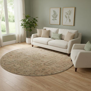 HomeRoots 8' Terra Cotta and Copper Round Rug - Washable, UV-Protected, Stain-Resistant for High-Traffic Areas 665454