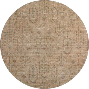 HomeRoots 8' Terra Cotta and Copper Round Rug - Washable, UV-Protected, Stain-Resistant for High-Traffic Areas 665454