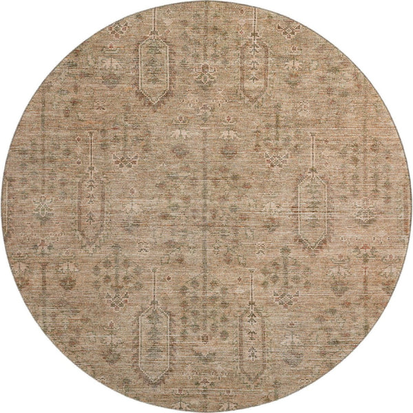 HomeRoots 8' Terra Cotta and Copper Round Rug - Washable, UV-Protected, Stain-Resistant for High-Traffic Areas 665454