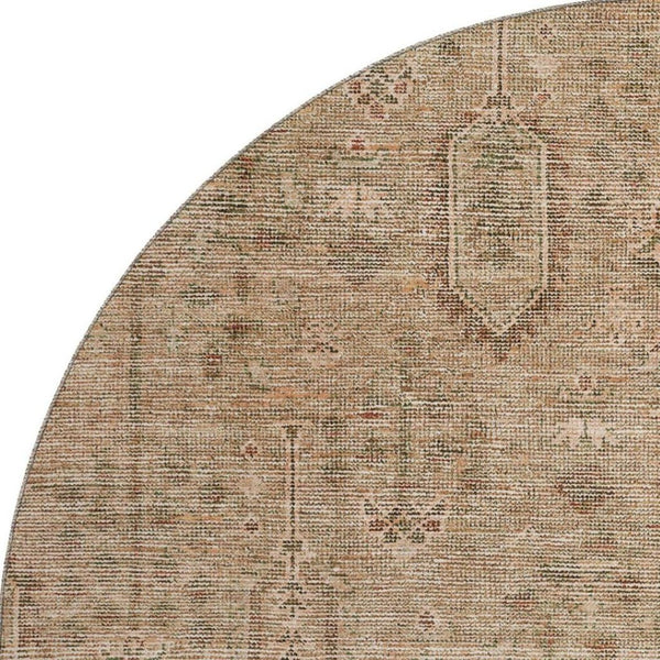 HomeRoots 8' Terra Cotta and Copper Round Rug - Washable, UV-Protected, Stain-Resistant for High-Traffic Areas 665454