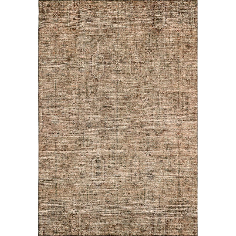 HomeRoots 9' X 12' Southwestern Washable Area Rug in Terra Cotta & Copper - UV Protected, Easy-Care Charm 665456