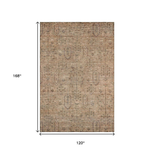 HomeRoots 10' X 14' Terra Cotta & Copper Southwestern Area Rug – Durable, Washable, UV Protected & Stain Resistant! 665457