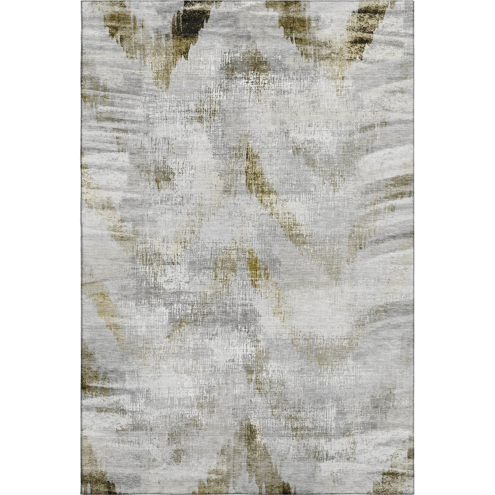 HomeRoots 5' X 8' Stylish Taupe Gray and Brown Abstract Area Rug – Washable, UV Protected, Stain Resistant Design 665467
