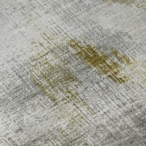 HomeRoots 8' Stylish Taupe Gray & Brown Abstract Washable Round Rug - UV Protected, Stain-Resistant Design! 665468