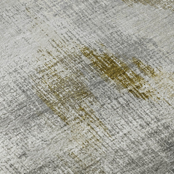 HomeRoots 8' Stylish Taupe Gray & Brown Abstract Washable Round Rug - UV Protected, Stain-Resistant Design! 665468