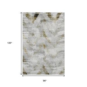 HomeRoots 8' X 10' Taupe Gray & Brown Abstract Area Rug - Washable, UV Protected & Stylish for Every Home 665469