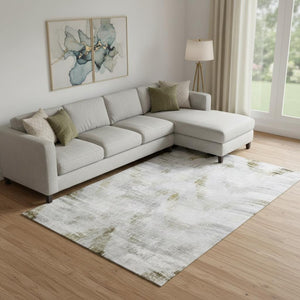 HomeRoots 8' X 10' Taupe Gray & Brown Abstract Area Rug - Washable, UV Protected & Stylish for Every Home 665469