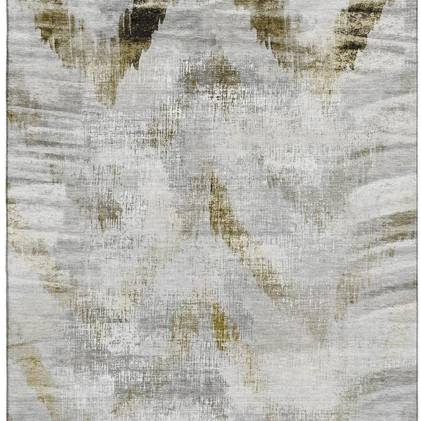 HomeRoots 8' X 10' Taupe Gray & Brown Abstract Area Rug - Washable, UV Protected & Stylish for Every Home 665469