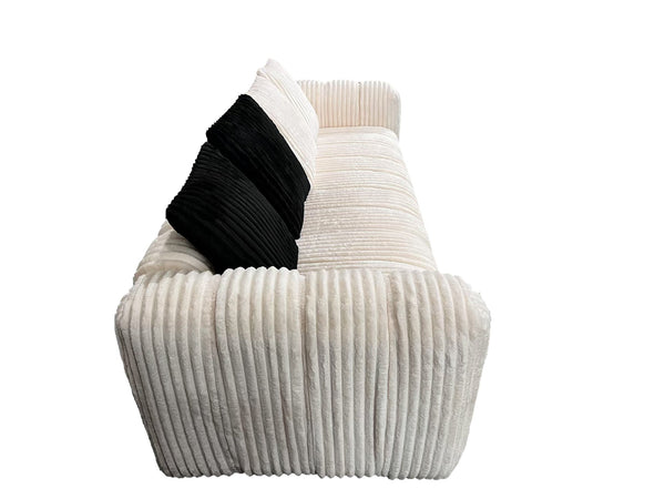 English Elm 82.68-inch premium corduroy two-seater sofa bed in White with plush high-resilience cushions, metal legs and solid pine frame for lasting comfort and style W2795P291707