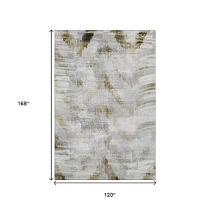HomeRoots 10' X 14' Stylish Taupe Gray & Brown Abstract Washable Area Rug with UV Protection for Modern Homes 665471