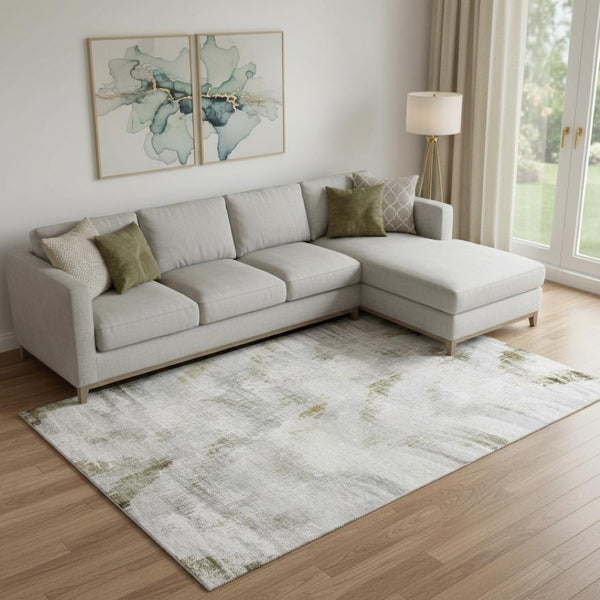 HomeRoots 10' X 14' Stylish Taupe Gray & Brown Abstract Washable Area Rug with UV Protection for Modern Homes 665471